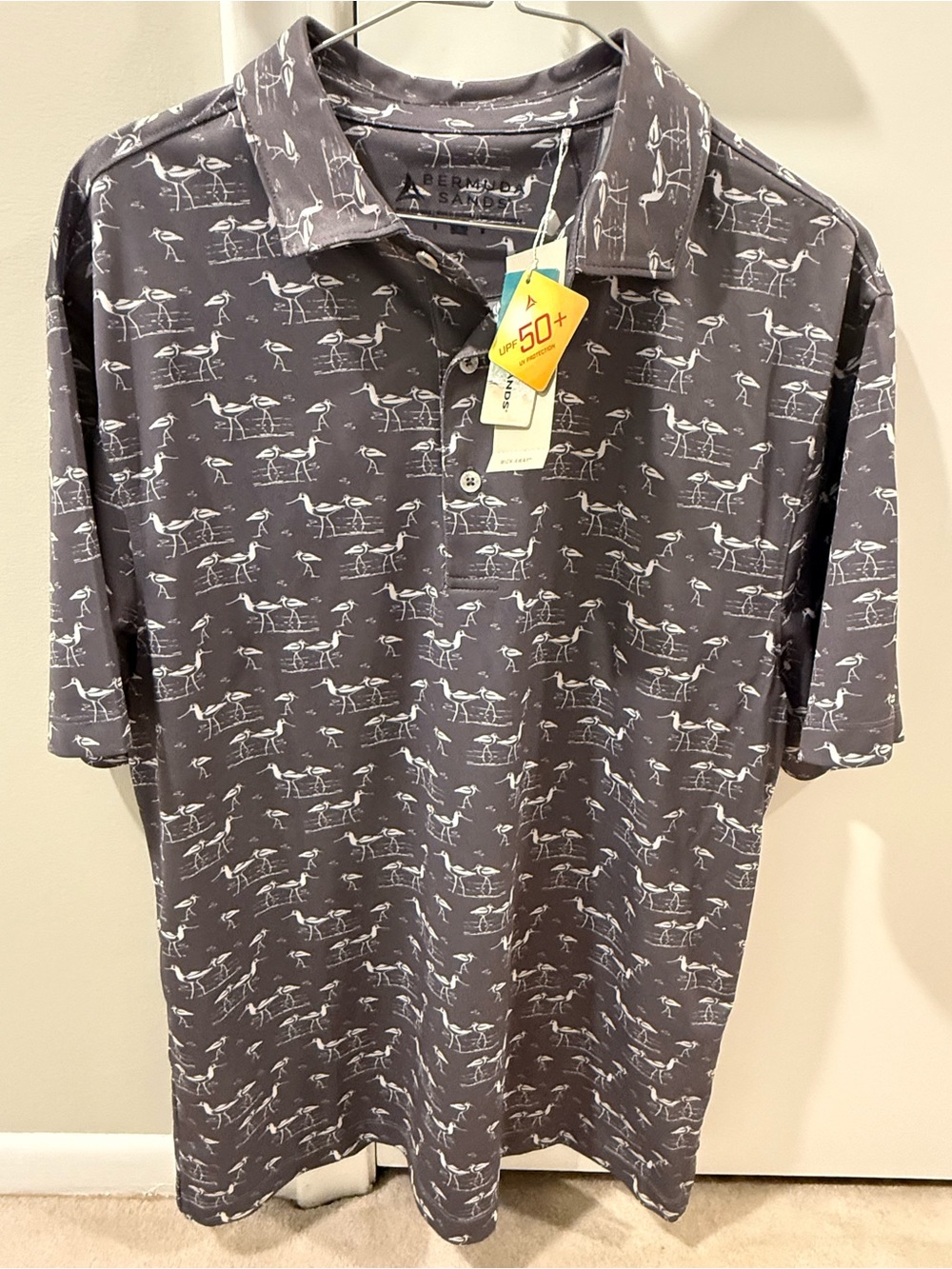 NWT Bermuda Sands  Gray Printed Polo Shirt